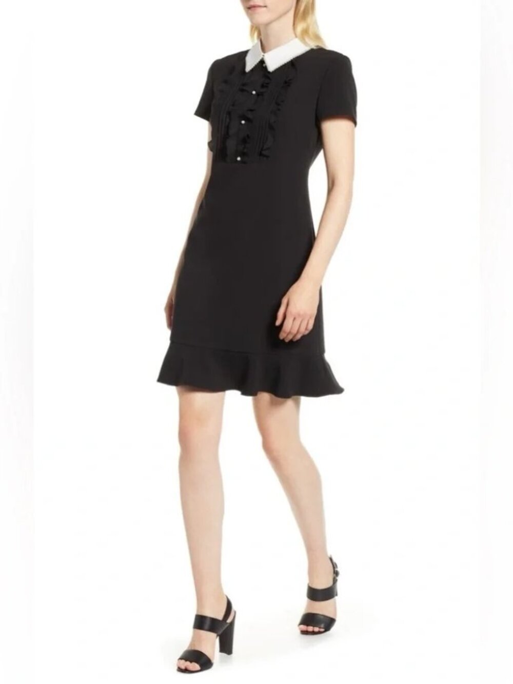 NWT KARL LAGERFELD PARIS Ruffle Bib Fit & Flare Dress